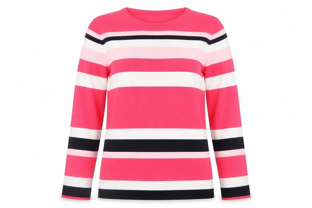 Rabe Women’s Multicoloured Striped Crew Neck Long Sleeve Pullover Jumper Size 12