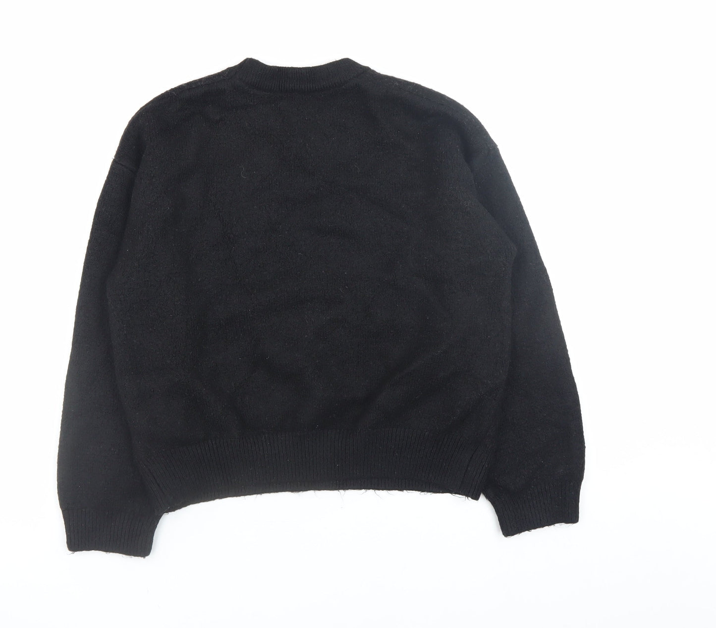 New Look Women's Black Pink Festive Sparkle Jumper Medium