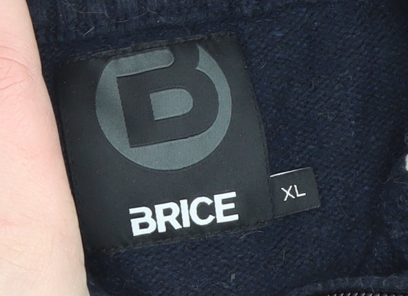 Brice Men's Blue Fair Isle 1/4 Zip Wool Blend Winter Pullover XL