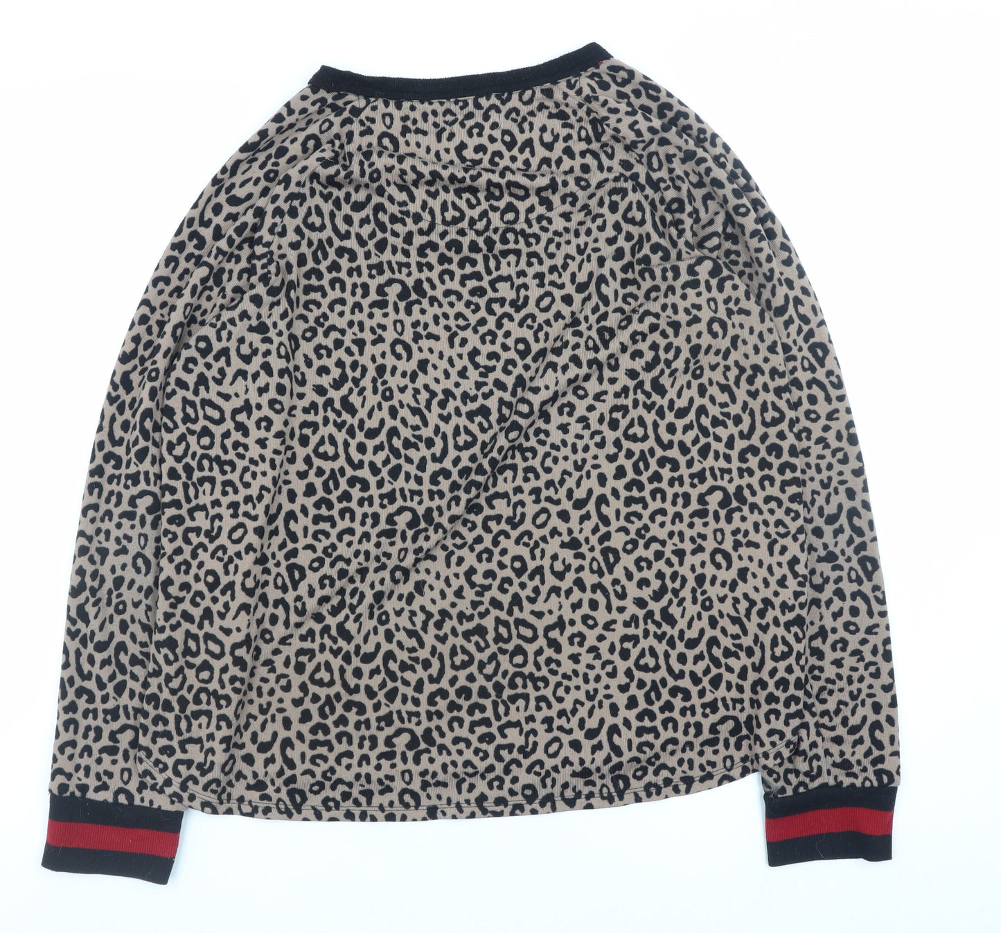 DKNY Women Beige Leopard Print Pullover Jumper Size L Long Sleeve