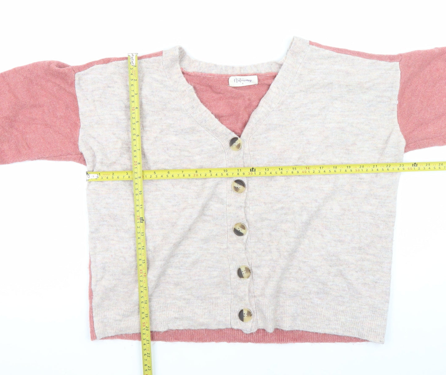 Autonomy Womens Multicoloured V-Neck Button Cardigan Size L