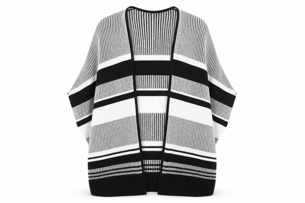 H&M Divided Women's Black Striped Knit Cape Jumper Size 8