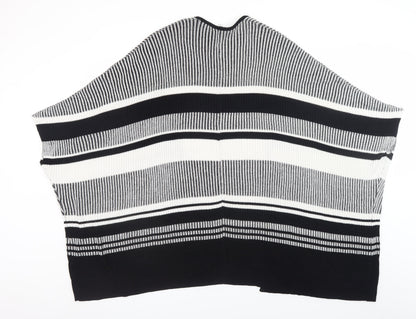 H&M Divided Women's Black Striped Knit Cape Jumper Size 8