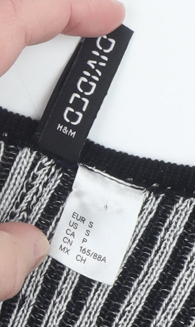 H&M Divided Women's Black Striped Knit Cape Jumper Size 8