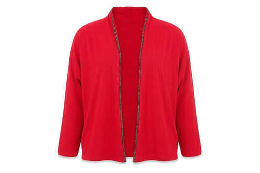 Riani Women Red Open Cardigan Size 16 Relaxed Fit Lightweight