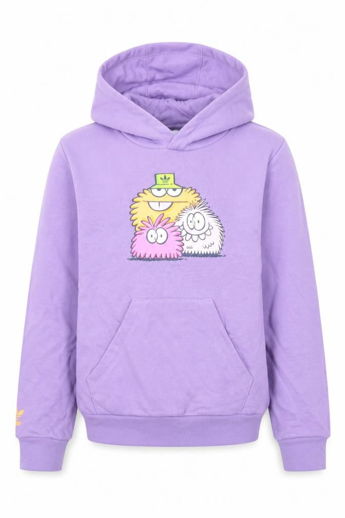 Adidas Boys Purple Graphic Pullover Hoodie 7-8 Years Hooded Sweatshirt
