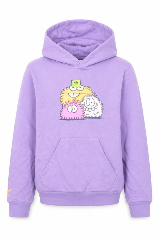 Adidas Boys Purple Graphic Pullover Hoodie 7-8 Years Hooded Sweatshirt