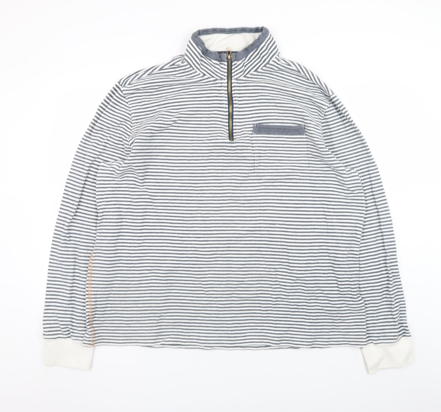 White Stuff Women’s Blue Striped 1/2 Zip Cotton Jacket XXL
