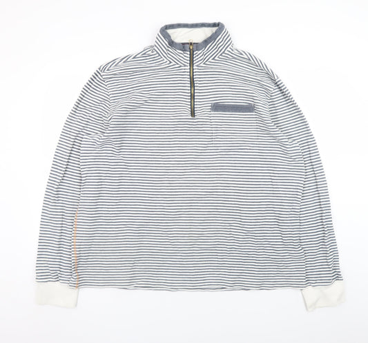 White Stuff Women’s Blue Striped 1/2 Zip Cotton Jacket XXL