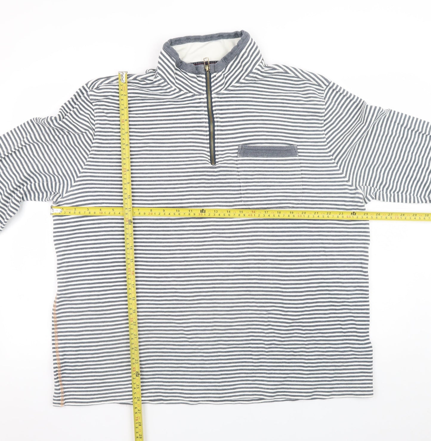 White Stuff Women’s Blue Striped 1/2 Zip Cotton Jacket XXL