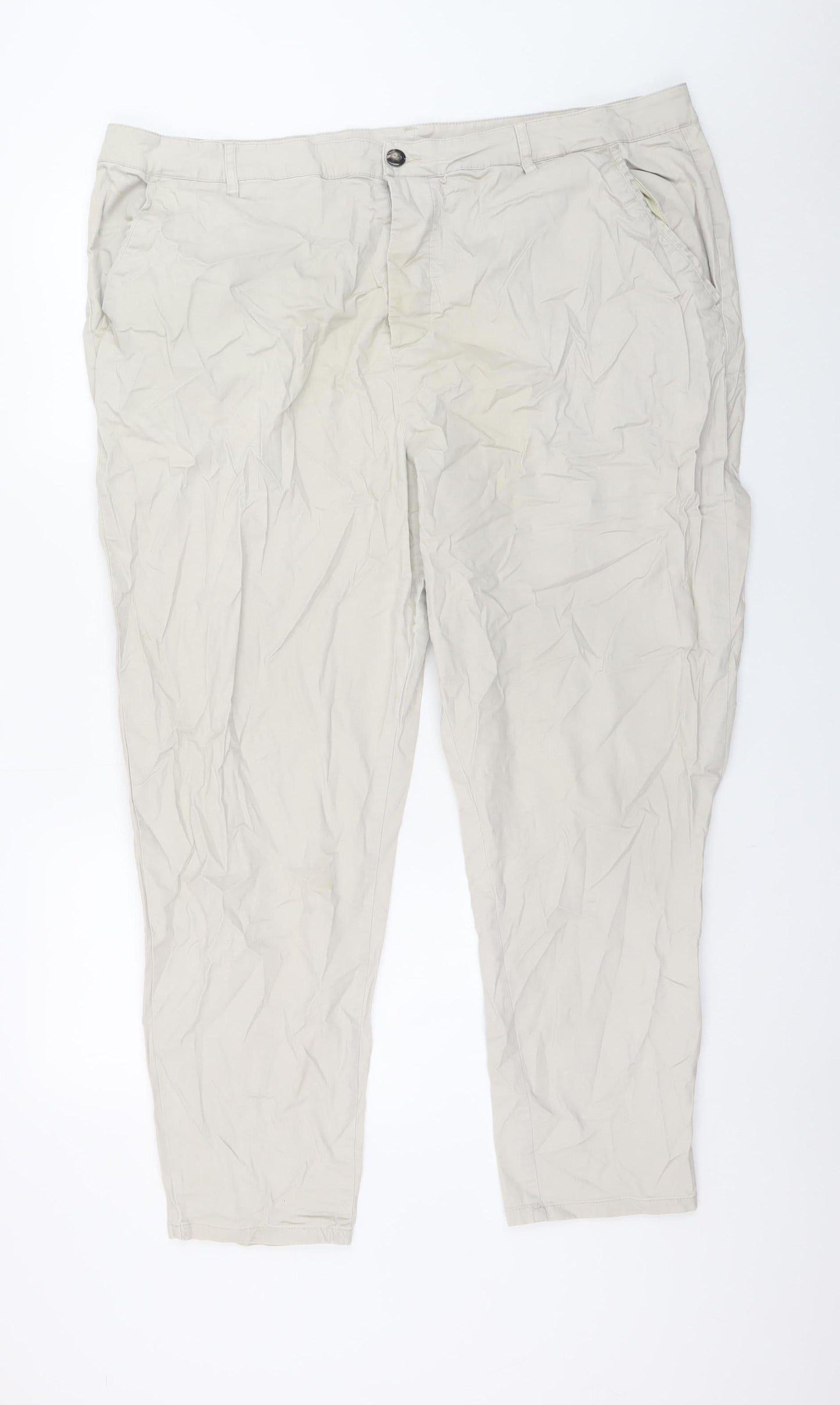 ASOS Men’s Beige Chino Trousers Size 44W 32L Regular Fit Cotton
