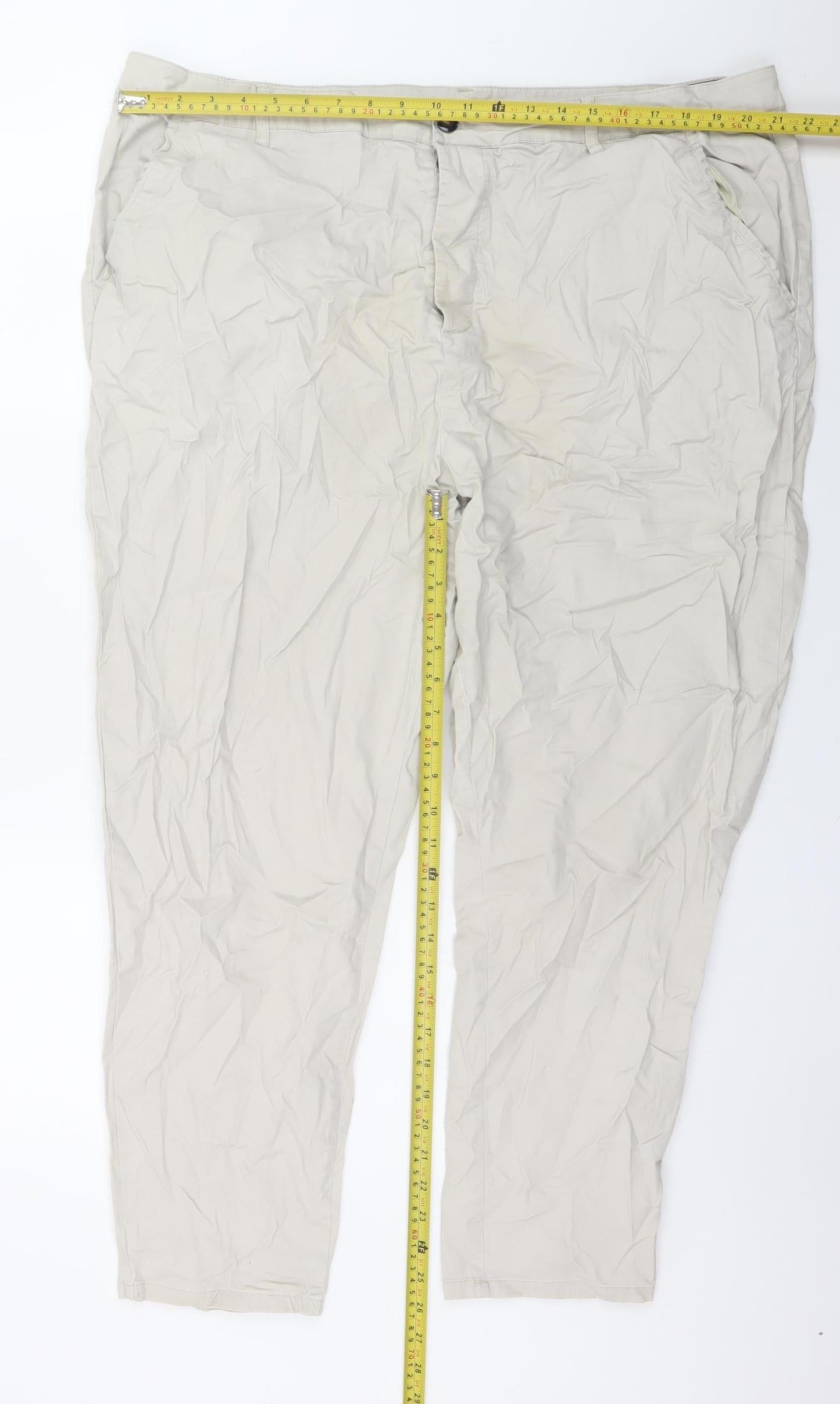 ASOS Men’s Beige Chino Trousers Size 44W 32L Regular Fit Cotton