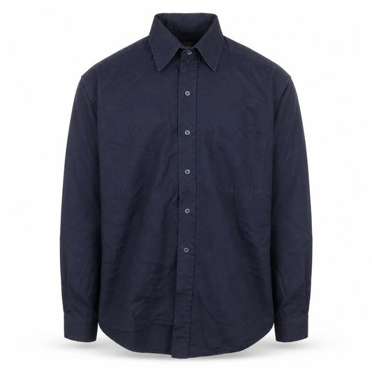 EA Menswear Navy Long Sleeve Button-Up Shirt L Classic Fit