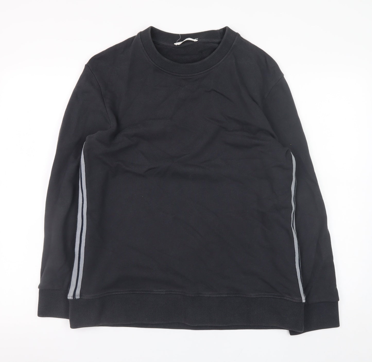 Mr P. Men's Black Cotton Crew Neck Sweatshirt Size M Classic Fit