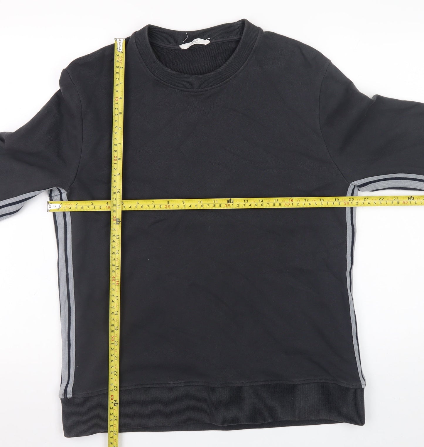 Mr P. Men's Black Cotton Crew Neck Sweatshirt Size M Classic Fit