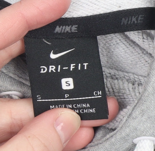 Nike Men's Grey Dri-FIT Pullover Hoodie S Regular Fit Sportswear