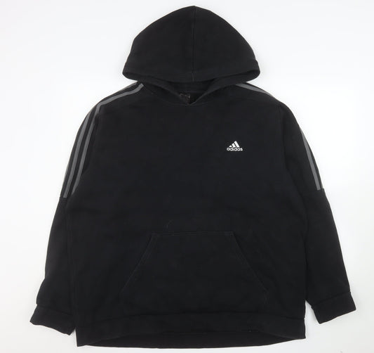 adidas Mens Black XL Pullover Hoodie Fleece Sports Logo Hooded Sweatshirt