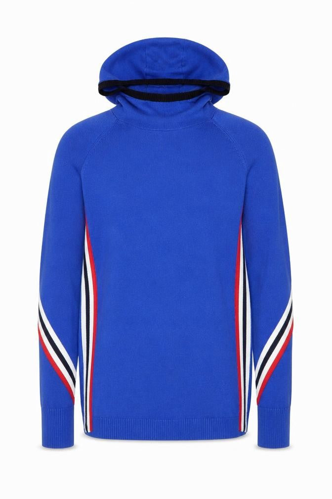 Garritt Men's Blue Hooded Stripe Pullover Jumper L Casual Knitwear