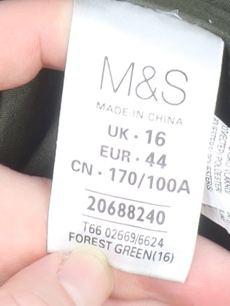 Marks and Spencer Women Forest Green Hooded Parka Jacket Size 16