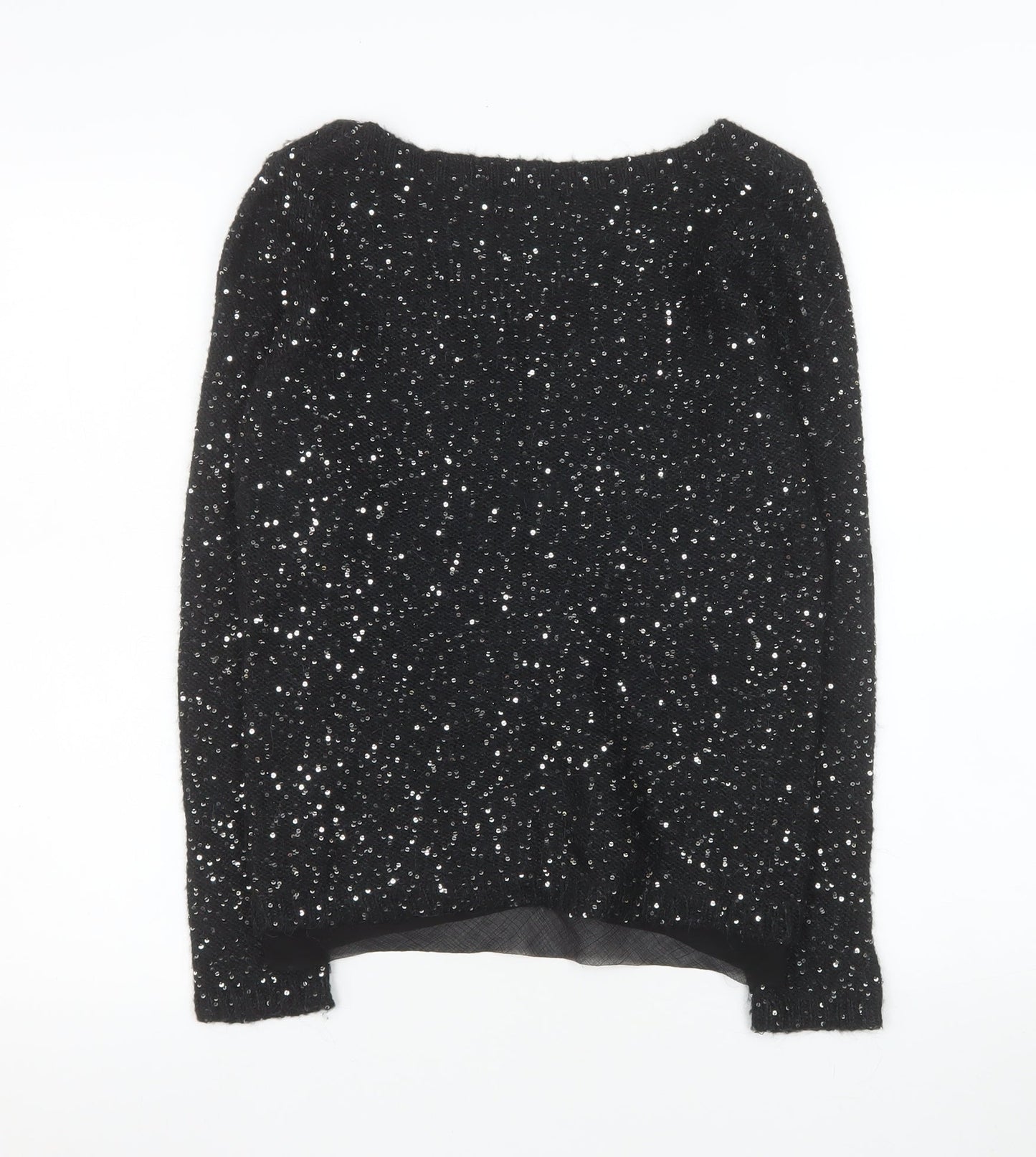 Monsoon Women's Black Sequin V-Neck Pullover Jumper Size 8
