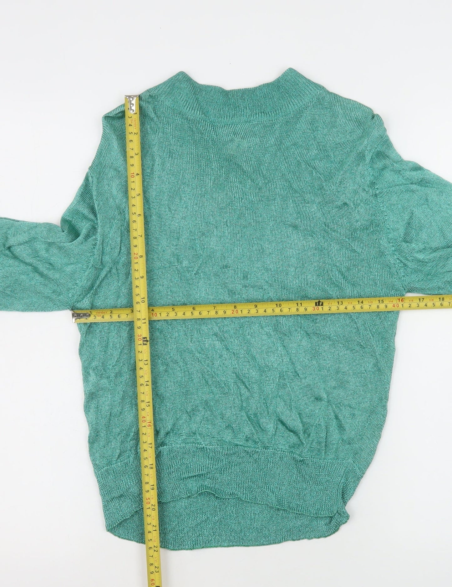 CIRAGE Women’s Green Mock Neck Long Sleeve Lightweight Vintage Pullover Jumper Size M