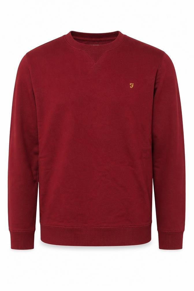 Farah Men's Red Crew Neck Pullover Sweatshirt Size M Cotton