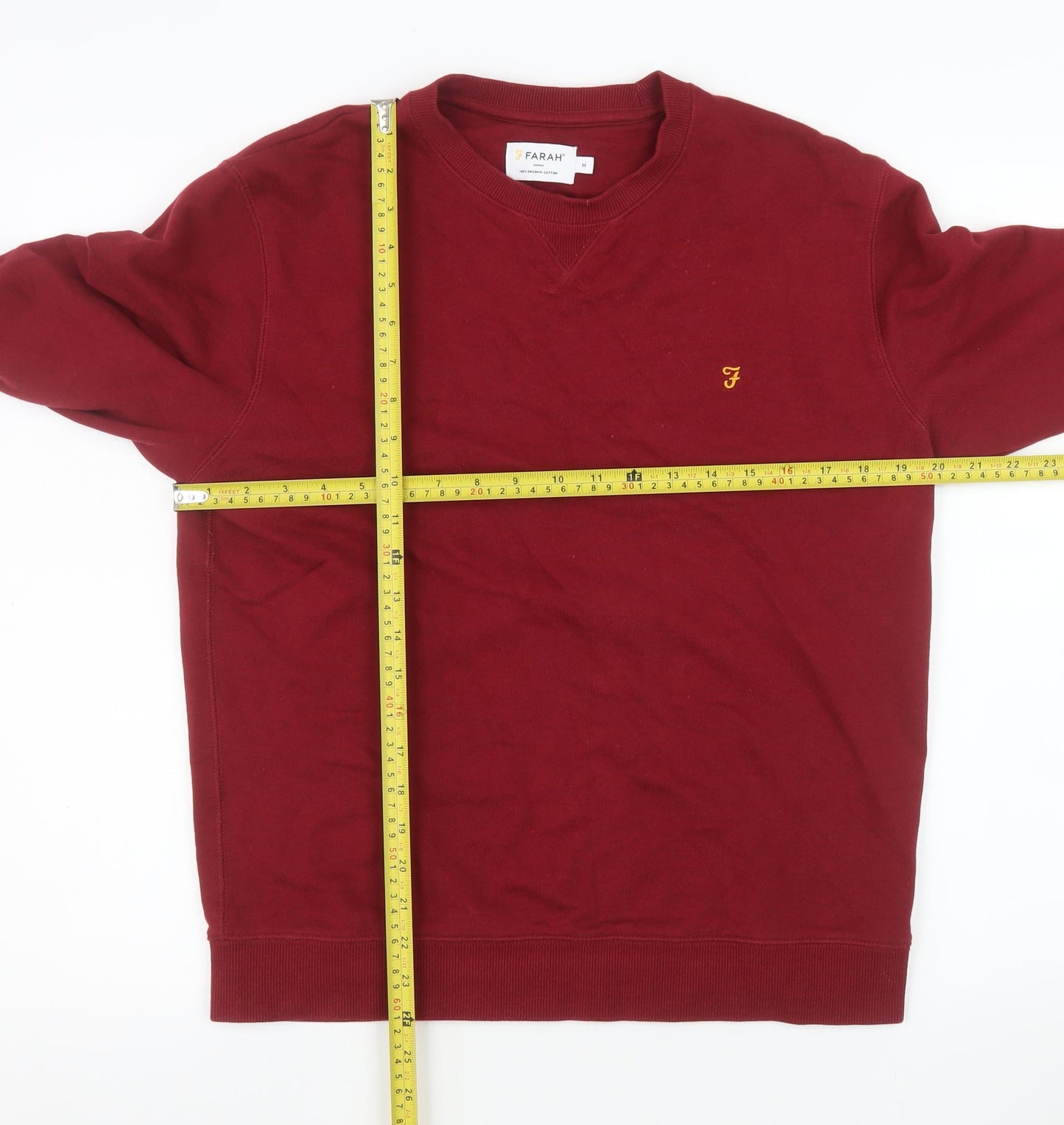 Farah Men's Red Crew Neck Pullover Sweatshirt Size M Cotton