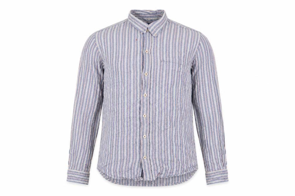 Smart Standard Men’s Blue Striped Cotton Long Sleeve Casual Shirt L