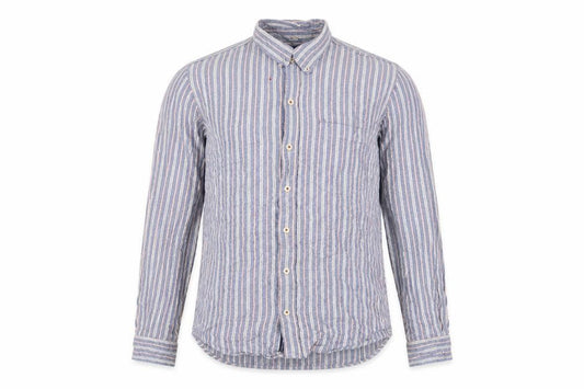Smart Standard Men’s Blue Striped Cotton Long Sleeve Casual Shirt L