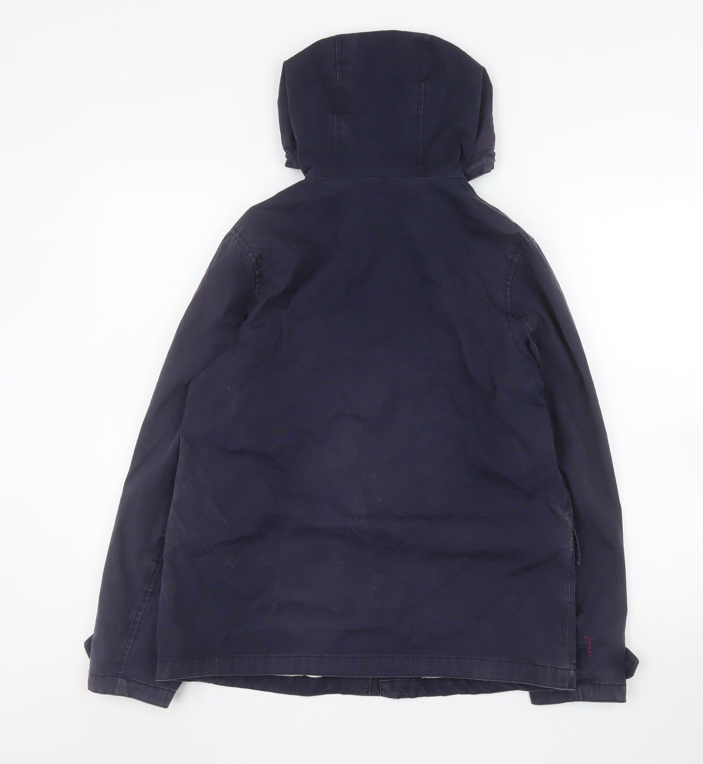 Joules Womens Navy Waterproof Hooded Jacket UK 10 Cotton Lined Casual Coat