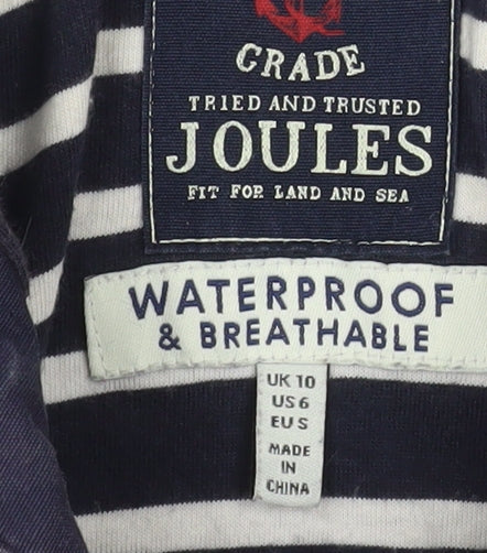 Joules Womens Navy Waterproof Hooded Jacket UK 10 Cotton Lined Casual Coat