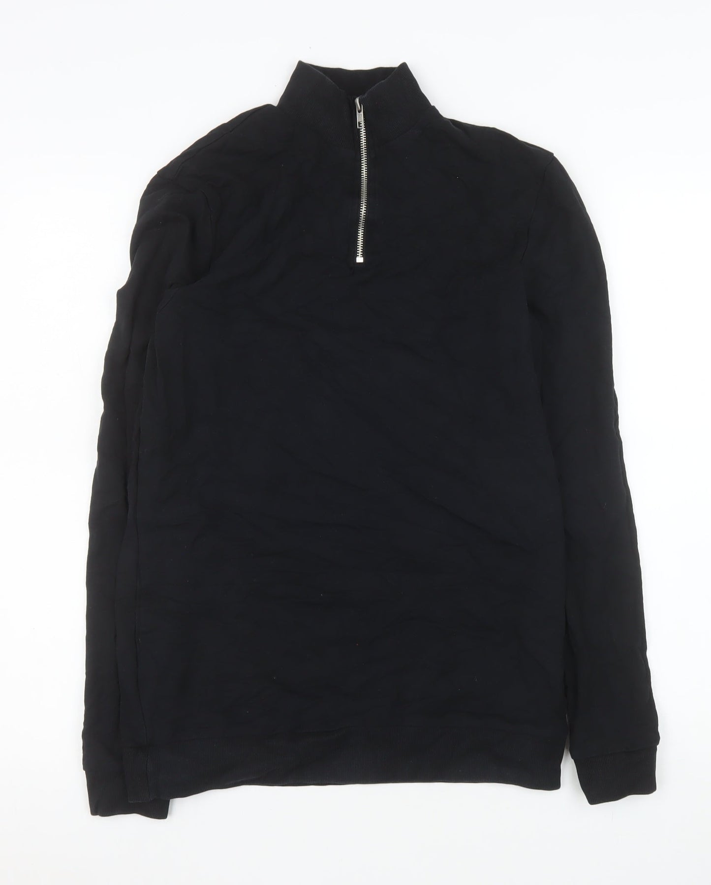 ASOS DESIGN Men's Black 1/2 Zip High Neck Pullover Sweatshirt M