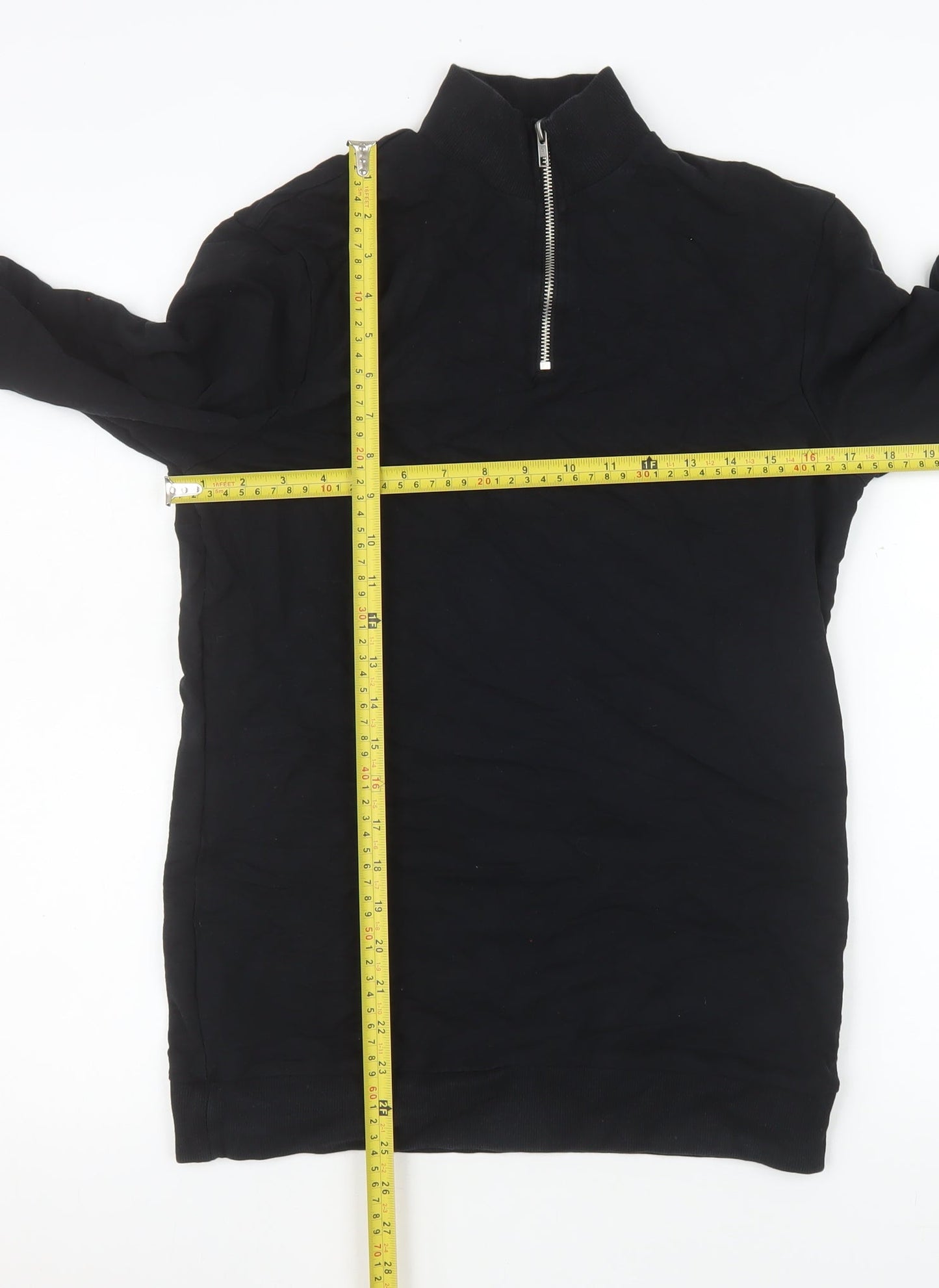ASOS DESIGN Men's Black 1/2 Zip High Neck Pullover Sweatshirt M