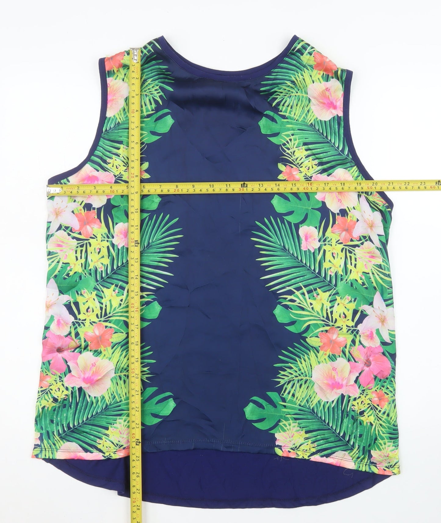 South Women’s Blue Tropical Floral Sleeveless Tank Top Size 18