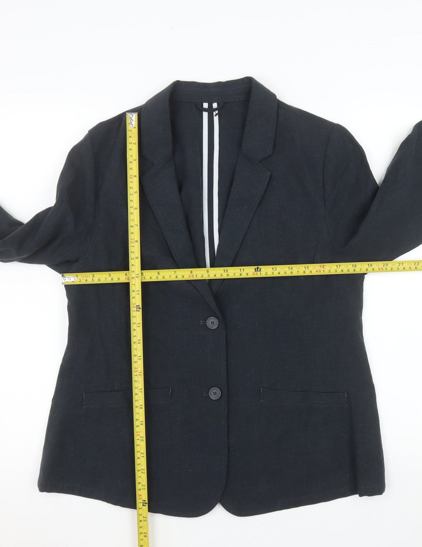 Rohan Women's Black Linen Blend Two Button Blazer Size 16