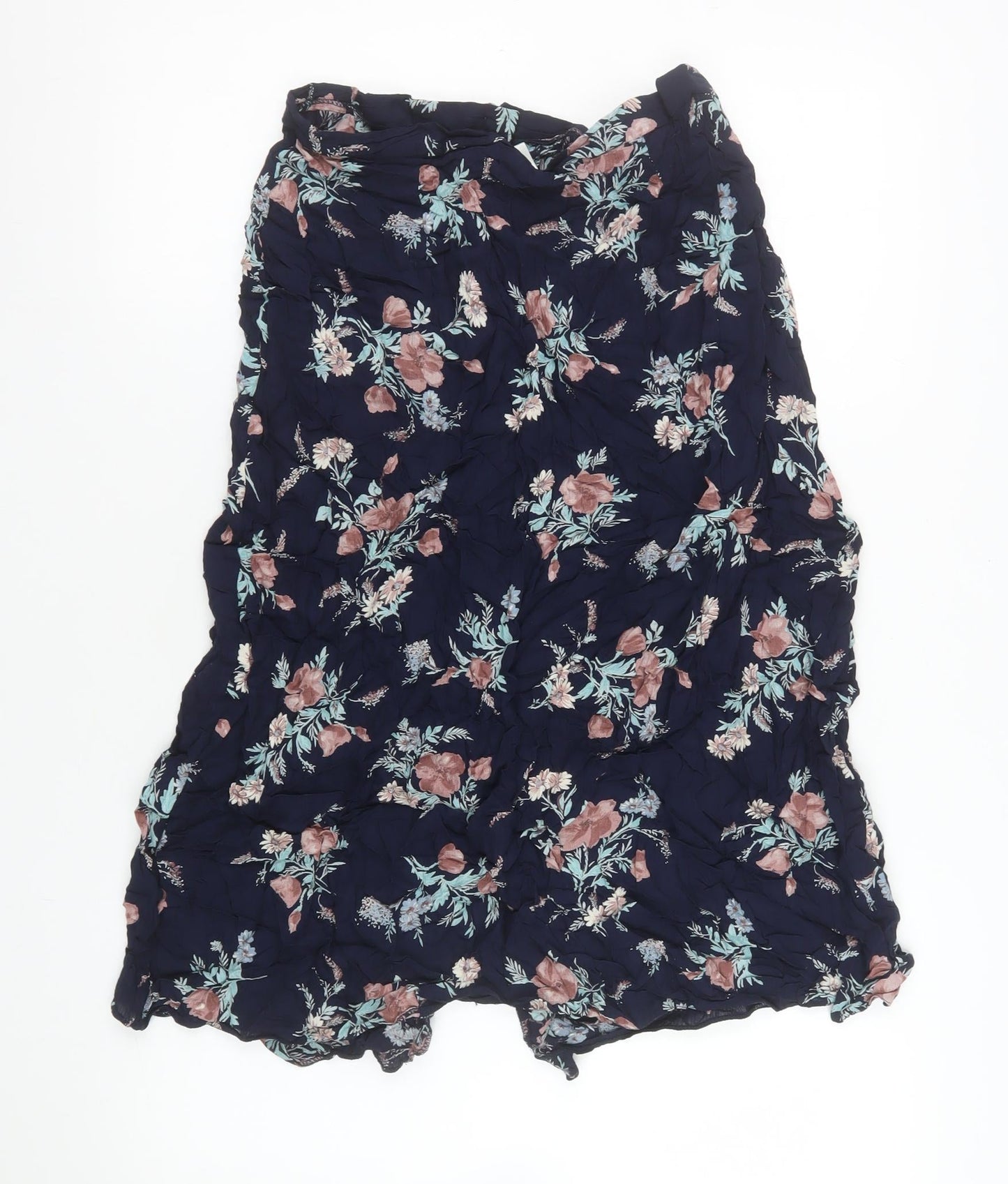 Etam Womens Blue Floral Button A-Line Knee Length Skirt Size 16