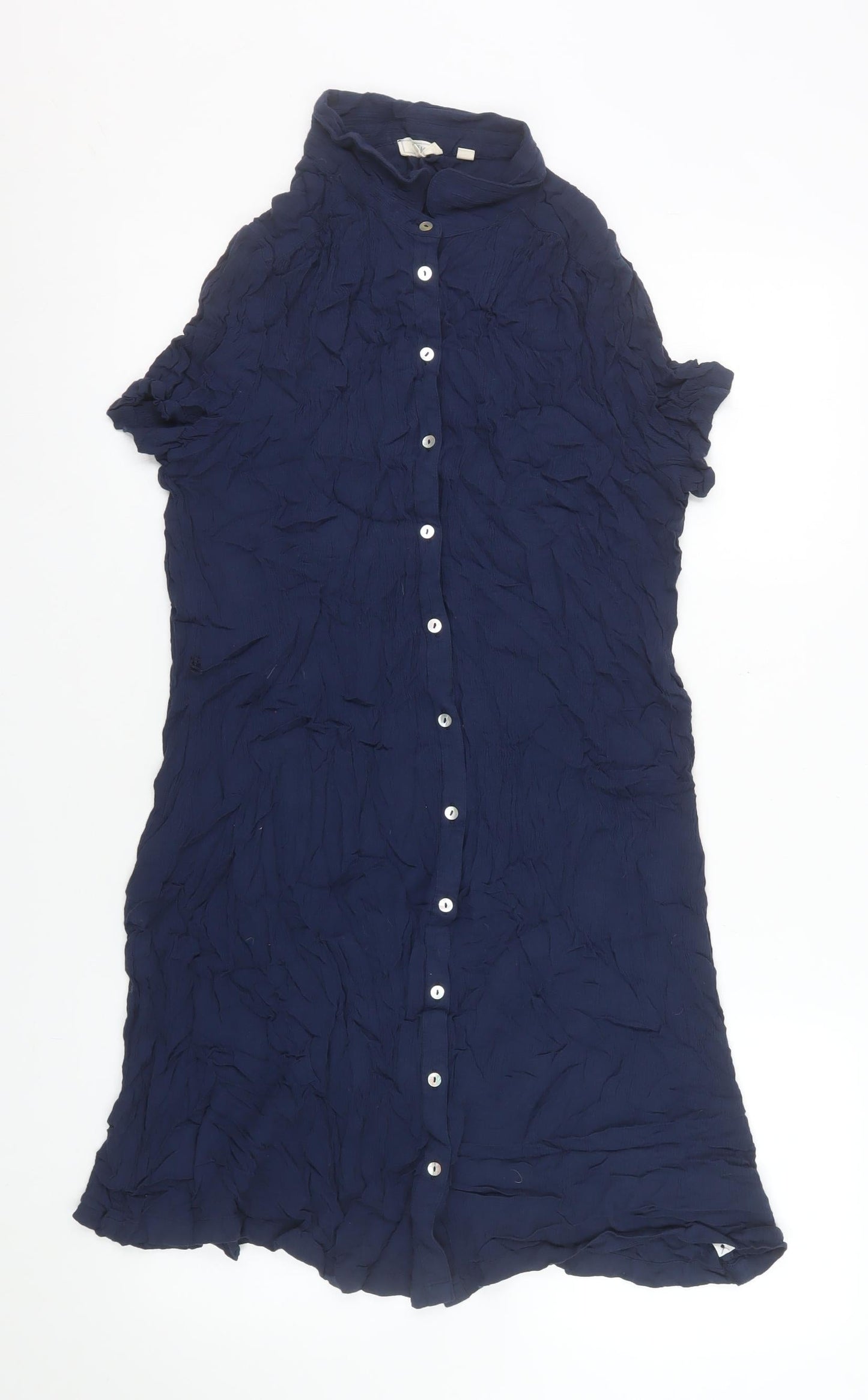 Fat Face Women Blue Size 12 Shirt Dress Collared Casual Viscose