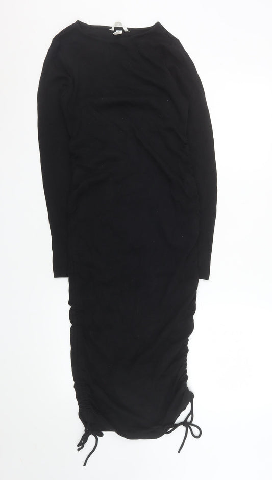 H&M Mama Women’s Black Bodycon Midi Maternity Dress Size 8
