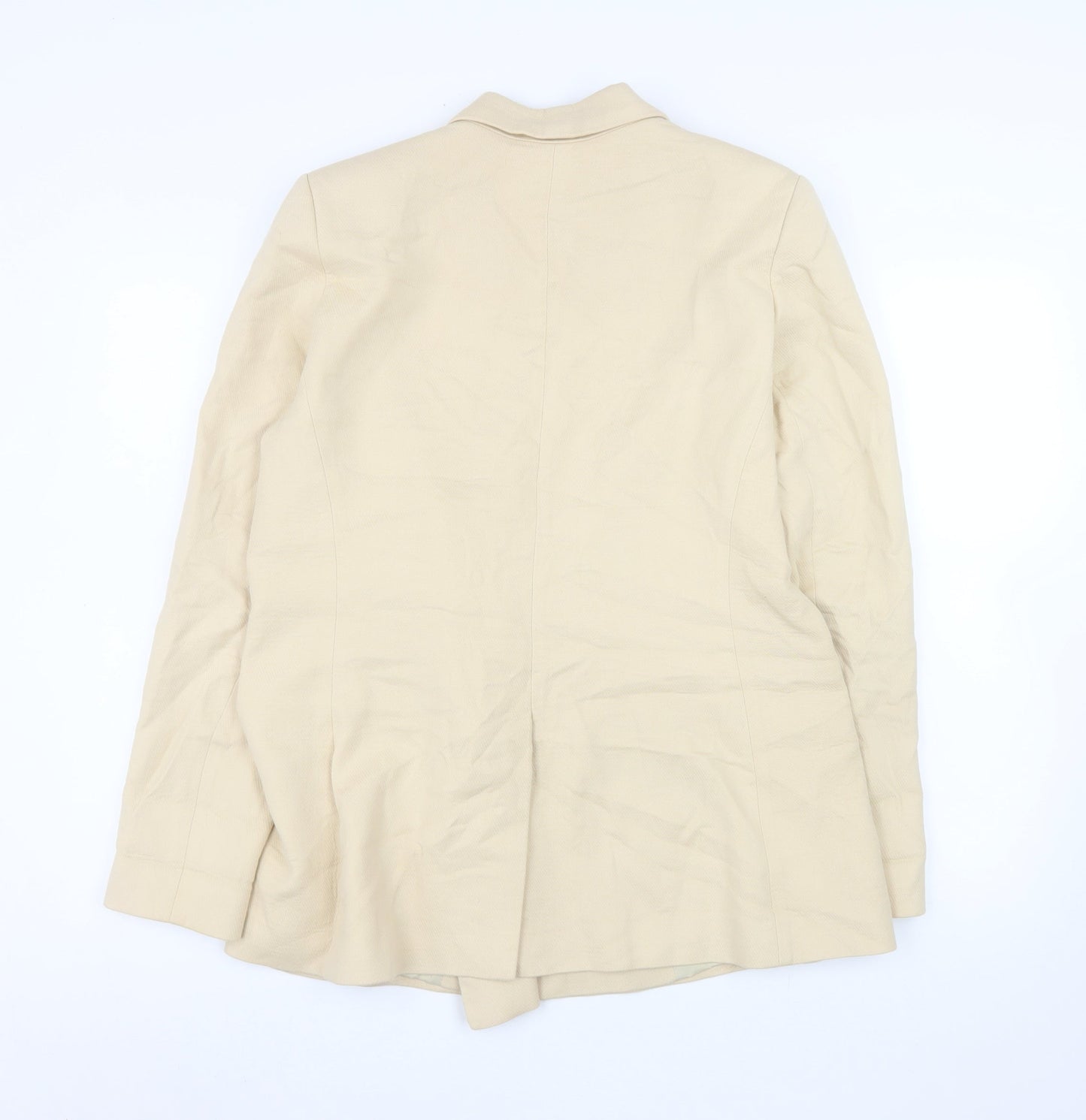 Saint + Sofia Women Beige Double-Breasted Blazer UK 14 Lined Cotton