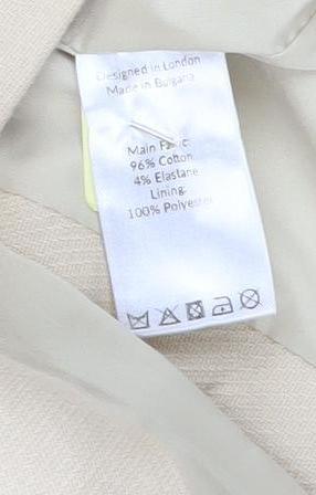 Saint + Sofia Women Beige Double-Breasted Blazer UK 14 Lined Cotton