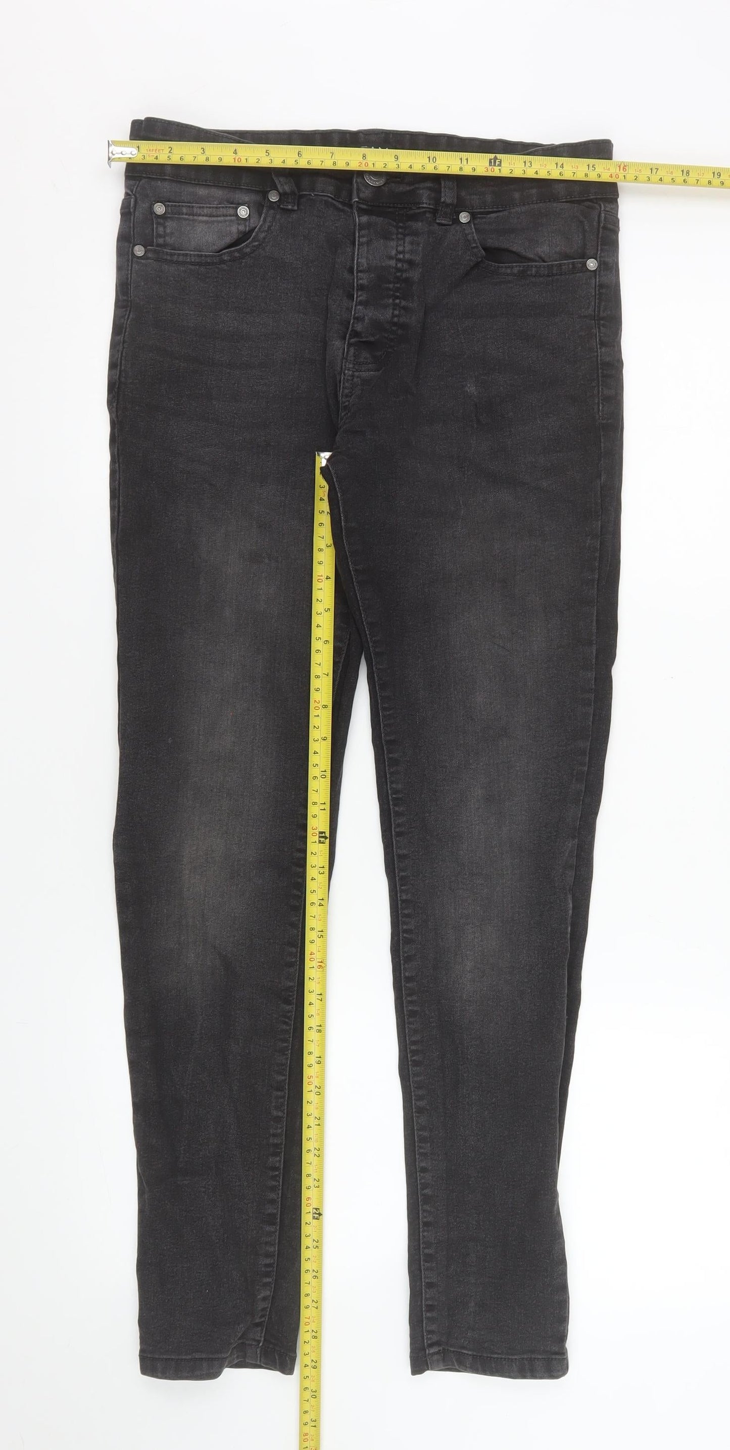 boohooMAN Men’s Black Slim Skinny Jeans Size 32 Dark Wash Denim