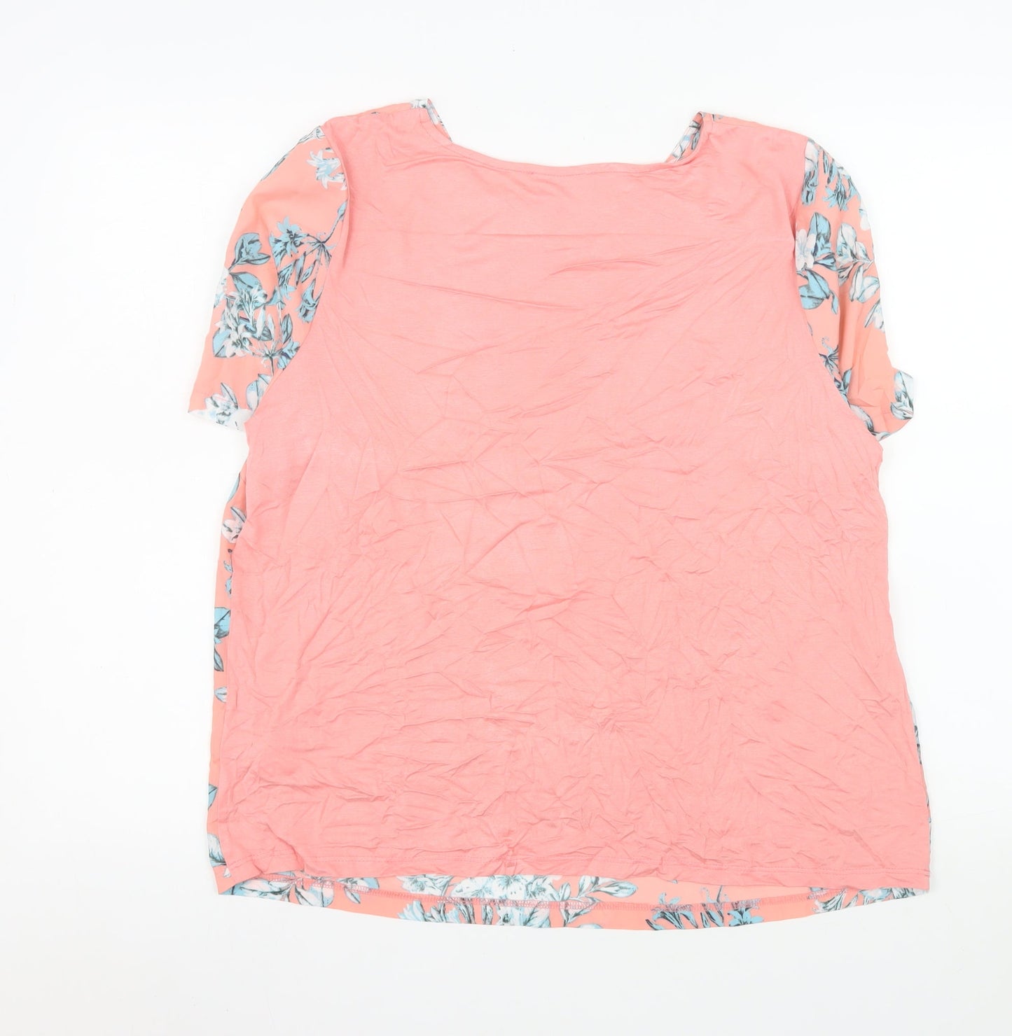 Marks and Spencer Women Pink Floral Blouse Size 16 Short Sleeve