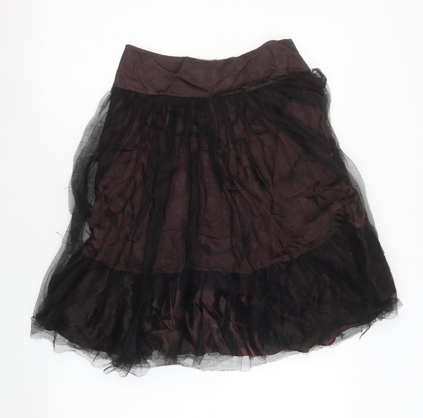 Karen Millen Women Black Floral Embroidered A-Line Skirt Size 8