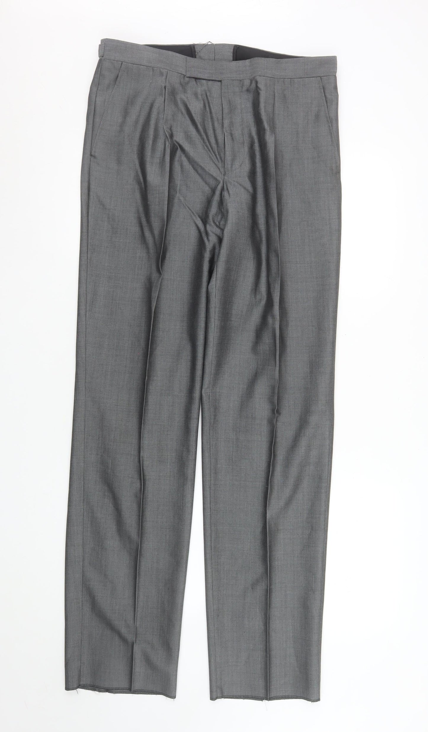 Torre Cerimonia Men's Grey Wool Blend Pleated Dress Trousers 34L
