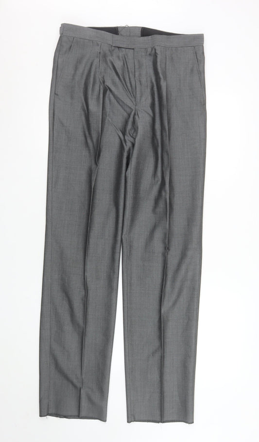 Torre Cerimonia Men's Grey Wool Blend Pleated Dress Trousers 34L