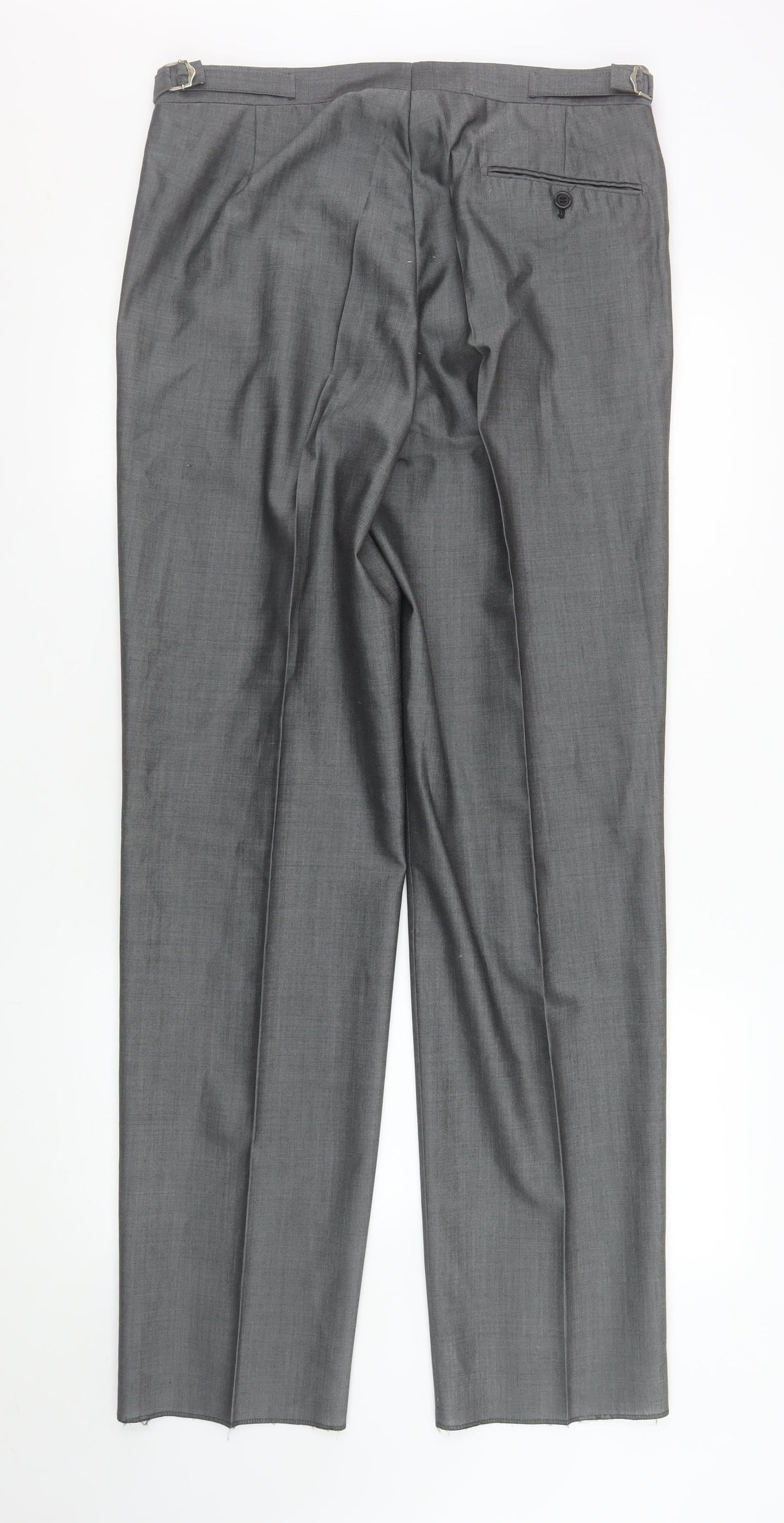 Torre Cerimonia Men's Grey Wool Blend Pleated Dress Trousers 34L
