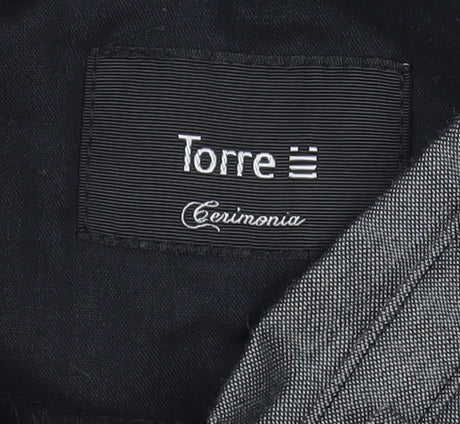 Torre Cerimonia Men's Grey Wool Blend Pleated Dress Trousers 34L