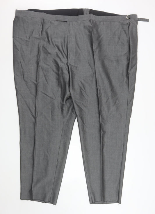 Torre Men Grey 58S Wool Mohair Formal Dress Trousers
