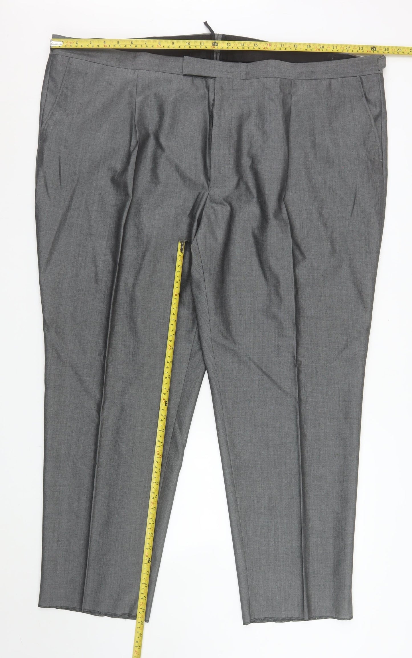 Torre Cerimonia Men's Grey Wool Blend Dress Pants UK 50S Classic Fit