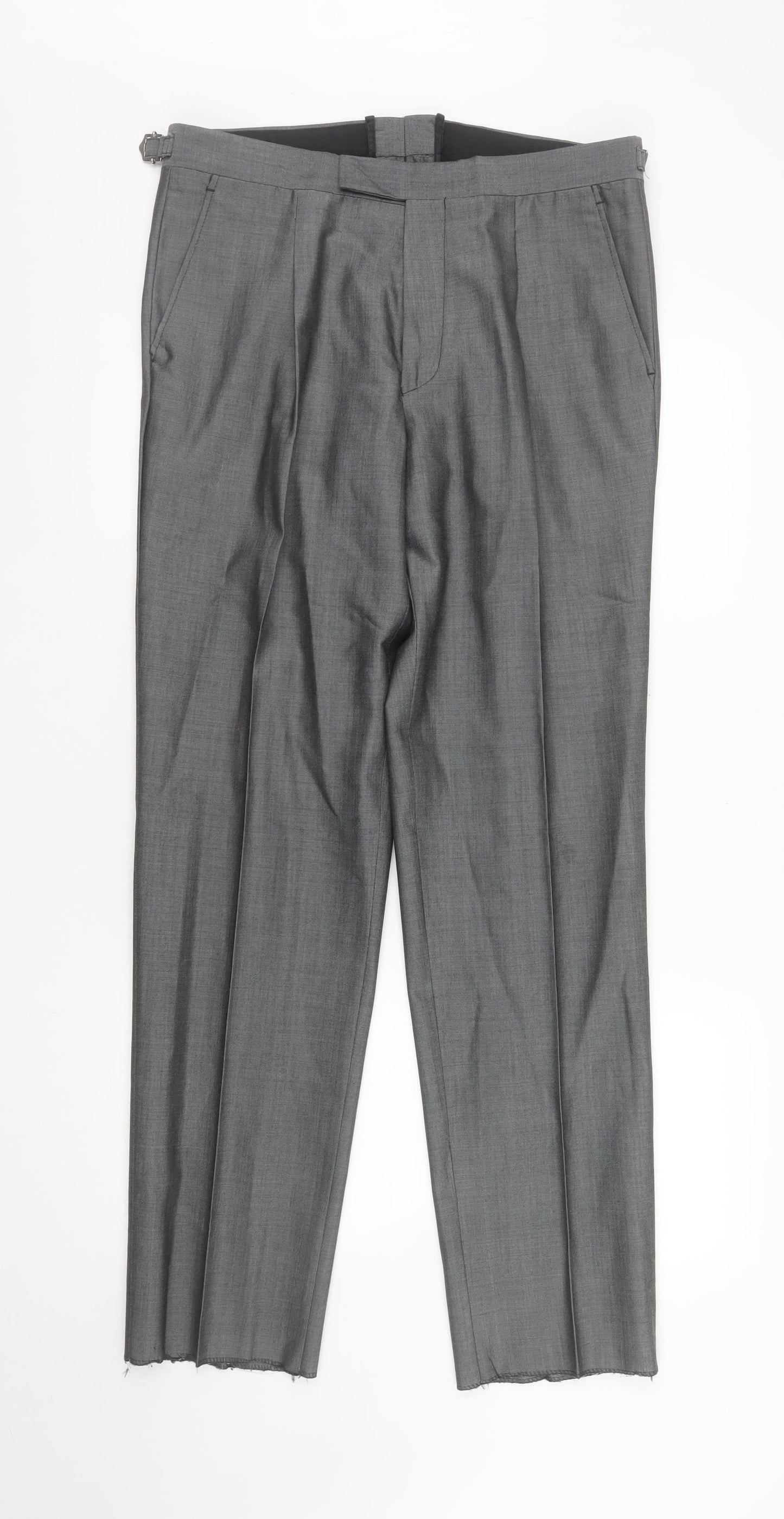 Torre Cerimonia Men's Grey 34R Wool Blend Pleated Dress Trousers